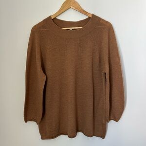 MUJI Tan Sweater Boat Loose Sleeve Wool OSFA one size fits all